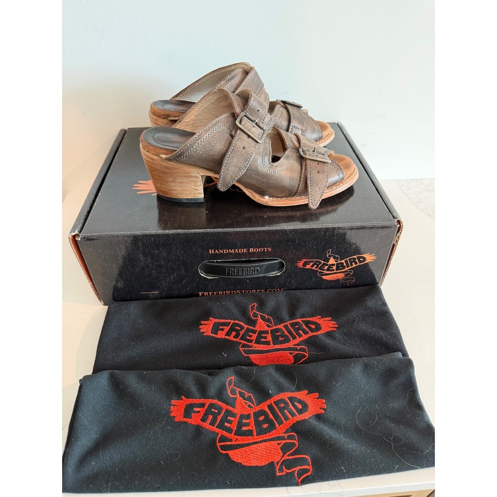 Freebird‎ by Steven Caprice Leather Mules Brown Distressed Buckle Sandals Mens 6